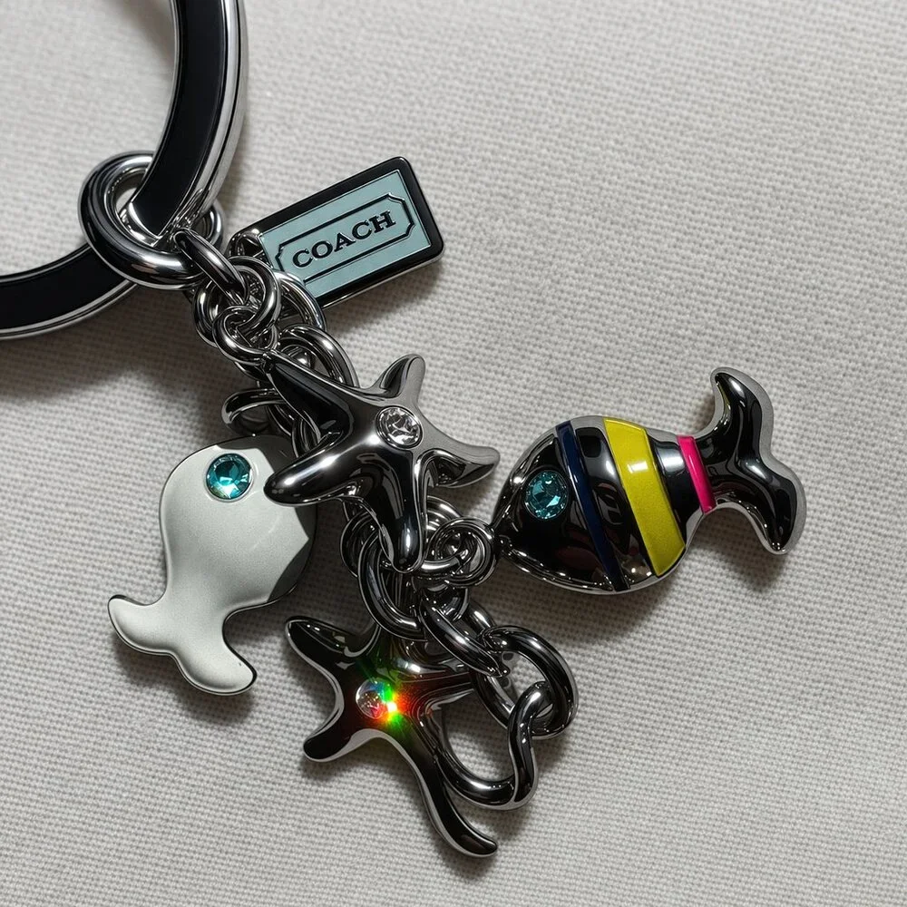 COACH LEGACY Ocean Keychain Charm Set Bucket Fish Starfish Bag Charm Hang Tag - Picture 5 of 8